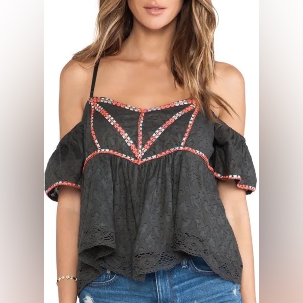 Free People Chicka Chicka Boom Boom Top size small dark green
